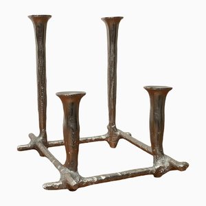 Danish Brutalist Sculptural Cast Aluminum Candleholder-UAH-1332176