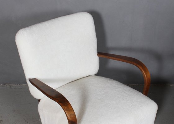 Danish Cabinetmaker Lounge Chairs in Lambskin, 1940s, Set of 2-HJB-1017823