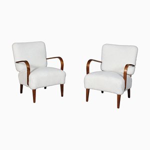 Danish Cabinetmaker Lounge Chairs in Lambskin, 1940s, Set of 2-HJB-1017823