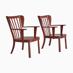 Danish Canada Armchairs in Stained Beech by Fritz Hansen, Set of 2, 1940s-WRF-1225884