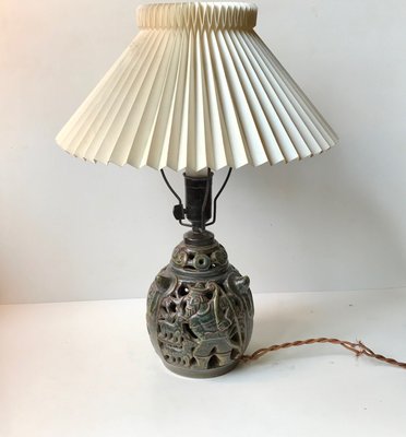 Danish Ceramic Hunting Motifs Table Lamp from Lauritz Hjorth, 1920s-LCR-659983