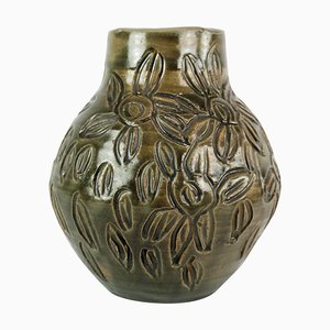 Danish Ceramic Vase with Dark Glaze, 1960s-UY-1000729