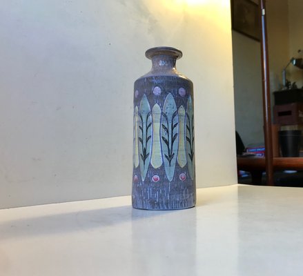 Danish Ceramic Vase with Glazed Leaves by BJ for Green, 1960s-LCR-703630