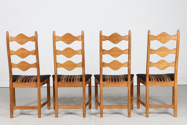 Danish Chairs in Oak and Wool by Henning Kjærnulf, 1970s, Set of 6-QQ-1752133