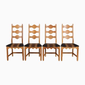 Danish Chairs in Oak and Wool by Henning Kjærnulf, 1970s, Set of 6-QQ-1752133