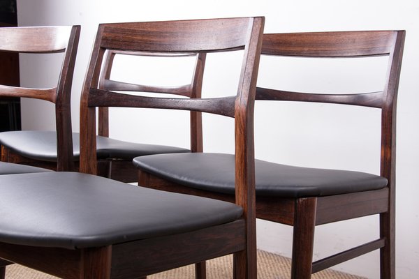 Danish Chairs in Rosewood and New Skai by Henning Kjaernulf for Vejle Stole, 1960s, Set of 4-EMB-1730510