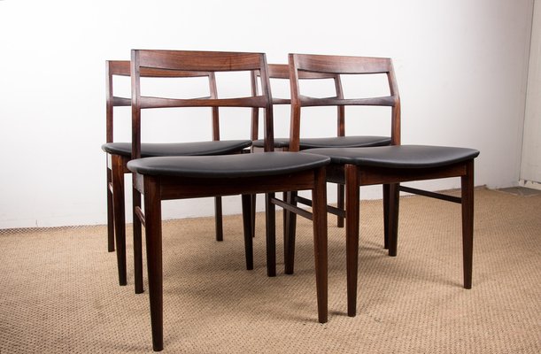 Danish Chairs in Rosewood and New Skai by Henning Kjaernulf for Vejle Stole, 1960s, Set of 4-EMB-1730510