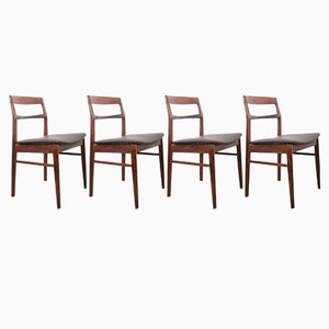 Danish Chairs in Rosewood and New Skai by Henning Kjaernulf for Vejle Stole, 1960s, Set of 4-EMB-1730510