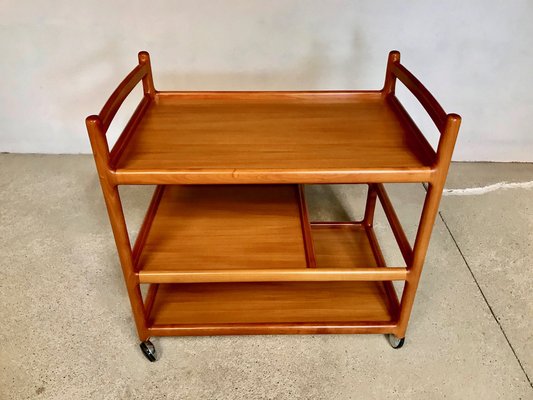 Danish Cherry Wood Bar or Serving Cart by Henning Korch for CFC Silkeborg, 1960s-JP-964583