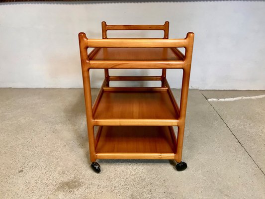 Danish Cherry Wood Bar or Serving Cart by Henning Korch for CFC Silkeborg, 1960s-JP-964583