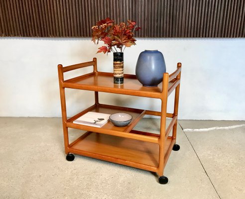 Danish Cherry Wood Bar or Serving Cart by Henning Korch for CFC Silkeborg, 1960s-JP-964583