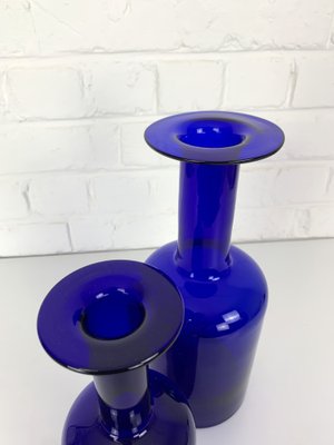 Danish Cobalt Blue Vases attributed to Otto Brauer Holmegaard Gulv, 1950s, Set of 2-ZM-1796360