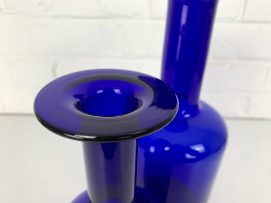 Danish Cobalt Blue Vases attributed to Otto Brauer Holmegaard Gulv, 1950s, Set of 2-ZM-1796360