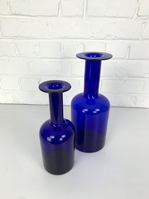 Danish Cobalt Blue Vases attributed to Otto Brauer Holmegaard Gulv, 1950s, Set of 2-ZM-1796360