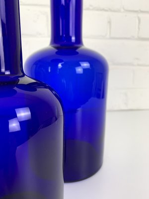 Danish Cobalt Blue Vases attributed to Otto Brauer Holmegaard Gulv, 1950s, Set of 2-ZM-1796360