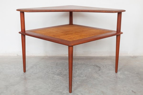 Danish Coffee Corner Table in Teak and Cane by Peter Hvidt for France & Daverkosen, 1950s-KL-620391