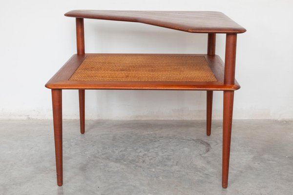 Danish Coffee Corner Table in Teak and Cane by Peter Hvidt for France & Daverkosen, 1950s-KL-620391