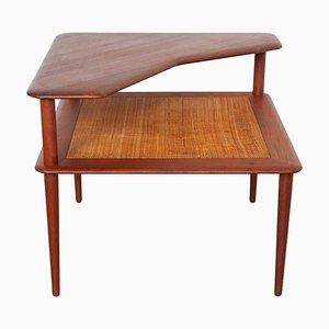 Danish Coffee Corner Table in Teak and Cane by Peter Hvidt for France & Daverkosen, 1950s-KL-620391