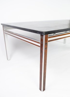 Danish Coffee Table with Black Plate and Rosewood Frame-UY-942380