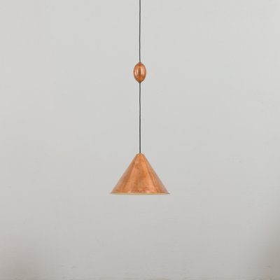 Danish Cone Shaped Pendant Lamp in Copper, 1950s-UE-1345177