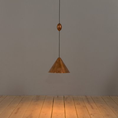 Danish Cone Shaped Pendant Lamp in Copper, 1950s-UE-1345177