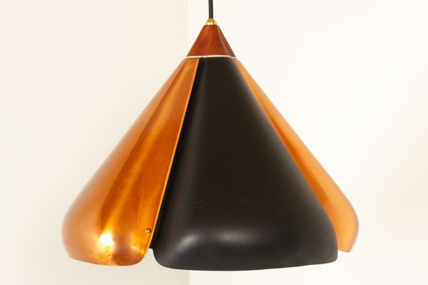 Danish Copper and Black Pendant Lamp, 1960s-WIX-825845