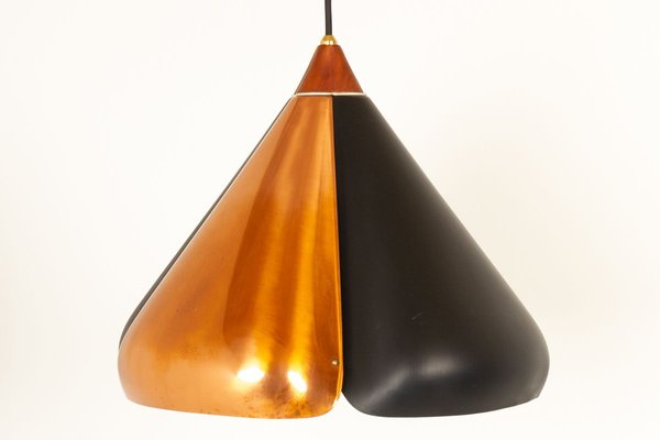 Danish Copper and Black Pendant Lamp, 1960s-WIX-825845