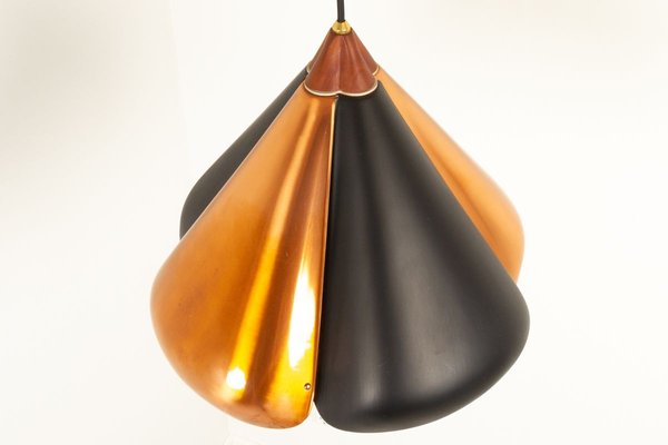 Danish Copper and Black Pendant Lamp, 1960s-WIX-825845