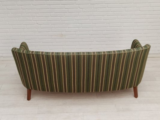 Danish Curved 2 Seater Sofa in Wool Fabric & Beech Wood, 1960s-TMW-2016405