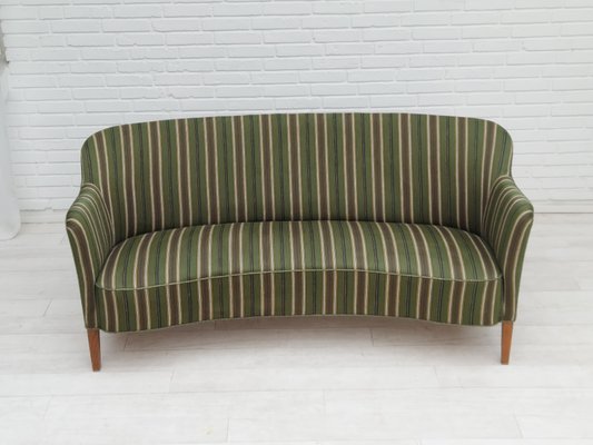 Danish Curved 2 Seater Sofa in Wool Fabric & Beech Wood, 1960s-TMW-2016405