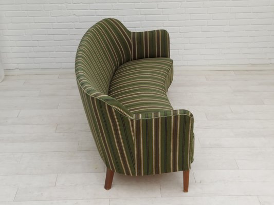 Danish Curved 2 Seater Sofa in Wool Fabric & Beech Wood, 1960s-TMW-2016405