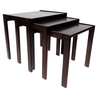 Danish Dark Wood Nesting Tables, 1960s, Set of 3-UY-999266