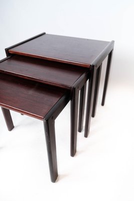 Danish Dark Wood Nesting Tables, 1960s, Set of 3-UY-999266