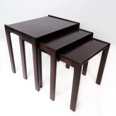 Danish Dark Wood Nesting Tables, 1960s, Set of 3-UY-999266