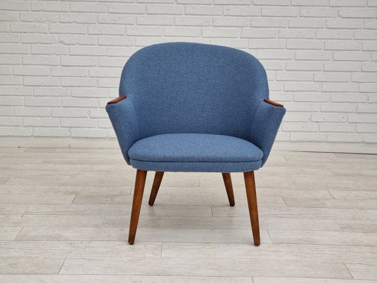 Danish Design Wool Fabric Teak Lounge Chair from Camira Furniture, 1960s-TMW-1219621