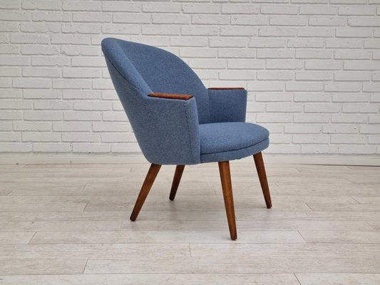 Danish Design Wool Fabric Teak Lounge Chair from Camira Furniture, 1960s-TMW-1219621