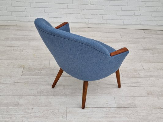 Danish Design Wool Fabric Teak Lounge Chair from Camira Furniture, 1960s-TMW-1219621