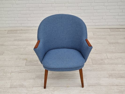 Danish Design Wool Fabric Teak Lounge Chair from Camira Furniture, 1960s-TMW-1219621