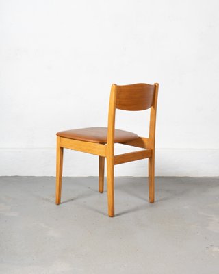 Danish Dining Chairs in Beech and Brown Leatherette, 1970s, Set of 6-DIP-2042010