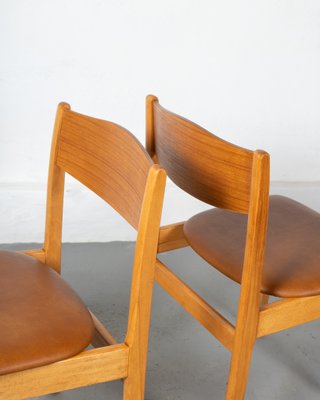 Danish Dining Chairs in Beech and Brown Leatherette, 1970s, Set of 6-DIP-2042010