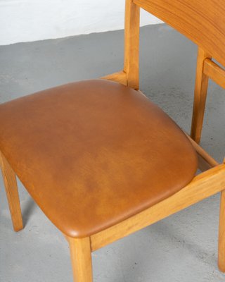 Danish Dining Chairs in Beech and Brown Leatherette, 1970s, Set of 6-DIP-2042010