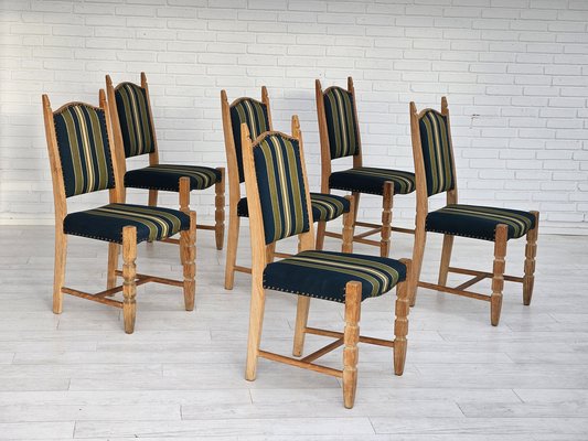 Danish Dining Chairs in Furniture Wool, 1970s, Set of 6-TMW-1763354