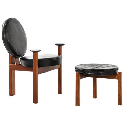 Danish Easy Chair with Stool by Bent Møller Jepsen for Sitamo Møbler, Set of 2-SC-845614