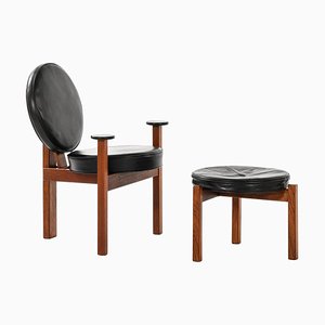 Danish Easy Chair with Stool by Bent Møller Jepsen for Sitamo Møbler, Set of 2-SC-845614