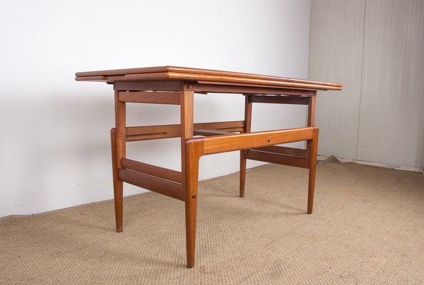 Danish Extendable Transformable Teak Dining Table, 1960s-EMB-1806338