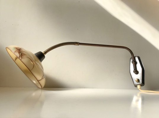 Danish Functionalist Wall Light in Brass & Marble Glass by Th. Valentiner, 1950s-LCR-741414