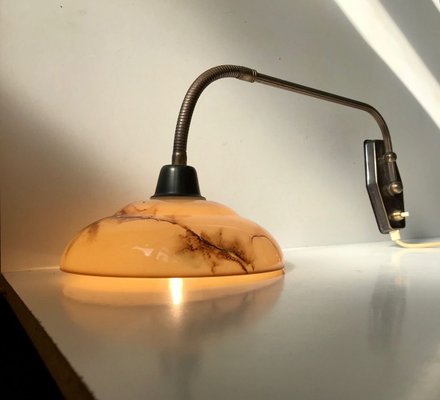 Danish Functionalist Wall Light in Brass & Marble Glass by Th. Valentiner, 1950s-LCR-741414