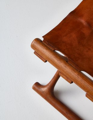 Danish Gold Hill Stool in Oak and Saddle Leather by Poul Hundevad, 1960s-WRF-999883