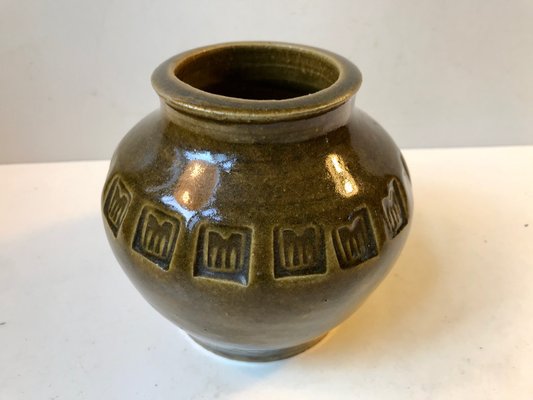 Danish Green Glazed Stoneware Vase by Christian Ulrik Bertelsen, 1970s-LCR-666222