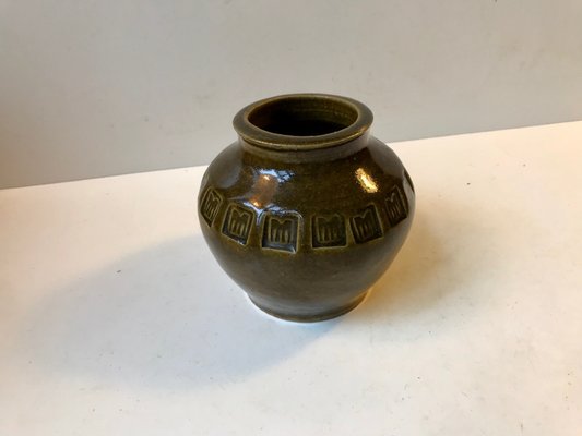 Danish Green Glazed Stoneware Vase by Christian Ulrik Bertelsen, 1970s-LCR-666222